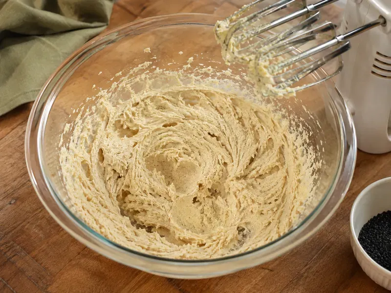 Softened butter creamed with brown sugar and granulated sugar.