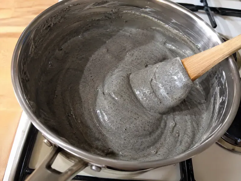 Black sesame custard cooked until creamy and smooth.